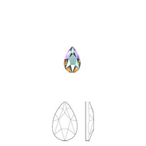 Flat back 24pk vintage rose shimmer foil back, Crystal Passions® 8x5mm pear 2303