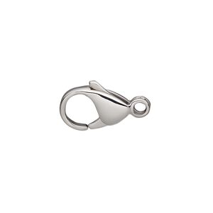 Clasp lobster claw 1pkg10, 15x10mm round, stainless steel 1-strand