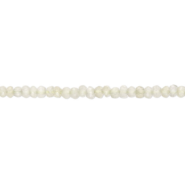 Bead, prehnite (natural), 2x1mm-3x2mm hand-cut faceted rondelle, B grade, Mohs hardness 6 to 6-1/2. Sold per 14-inch strand, approximately 170 beads. image number 0