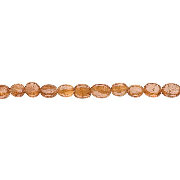 Hessonite garnet 1pkg1, hand-cut flat oval bead natural 14 inch 4x3mm-6x4mm image number 0
