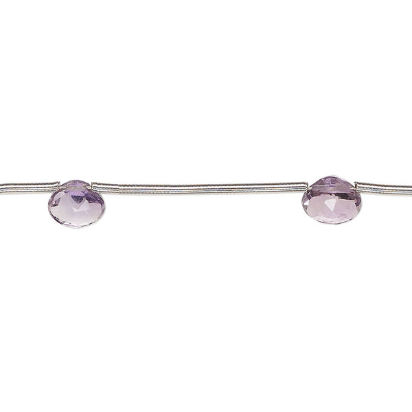 Amethyst 1pkg7, hand-cut top-drilled faceted puffed teardrop bead natural B grade, 6x5mm-7mm image number 0