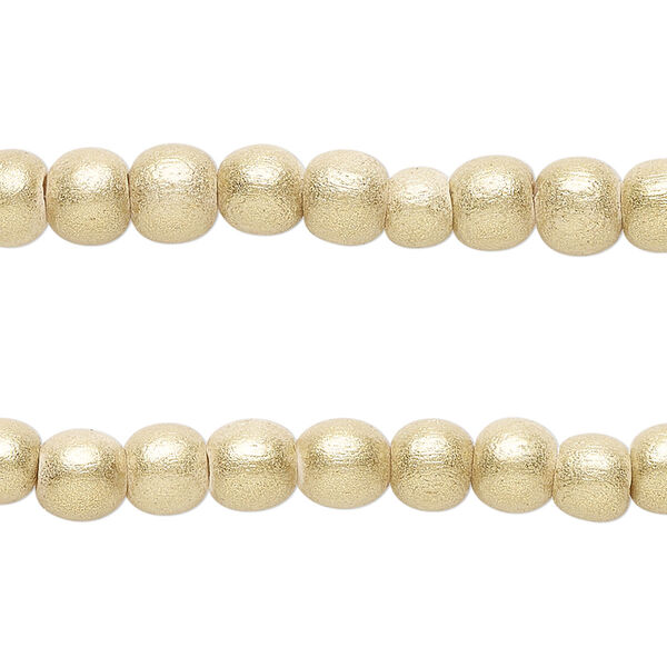Taiwanese cheesewood 1pkg2, hand-cut painted round bead 15.5-16 inch frosted yellow gold 6mm image number 0