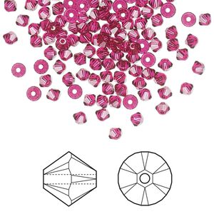 Bead 144pk ruby, Crystal Passions® 3mm bicone 5328