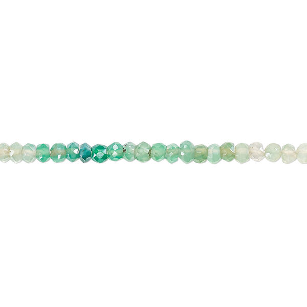 Bead, green onyx (dyed), shaded luster, 3x1mm-3x2mm hand-cut faceted rondelle, B grade, Mohs hardness 6-1/2 to 7. Sold per 13-inch strand. image number 0