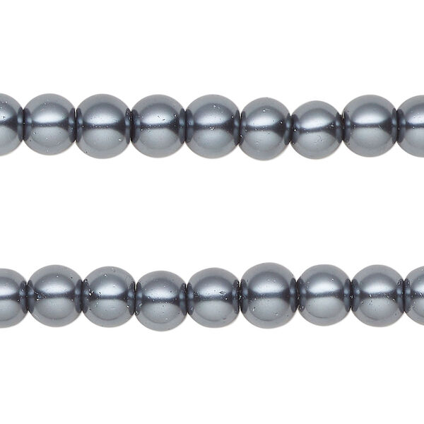 Bead, glass pearl, dark grey, 6mm round. Sold per pkg of (2) 15-inch strands, approximately 140 beads. image number 0