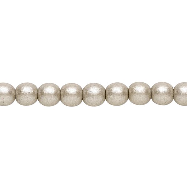 Bead, Czech glass druk, opaque satin pewter, 6mm round. Sold per 15-1/2" to 16" strand. image number 0