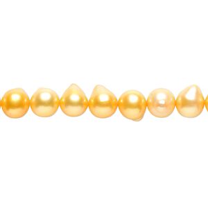 Pearl, cultured freshwater (dyed), buttercup, 6-7mm flat-sided potato, D grade, Mohs hardness 2-1/2 to 4. Sold per 16-inch strand.