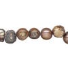 Freshwater pearl 1pkg1, top-drilled / center-drilled semi-round, 15 inch antique iris gold 7-8mm cultured image number 0