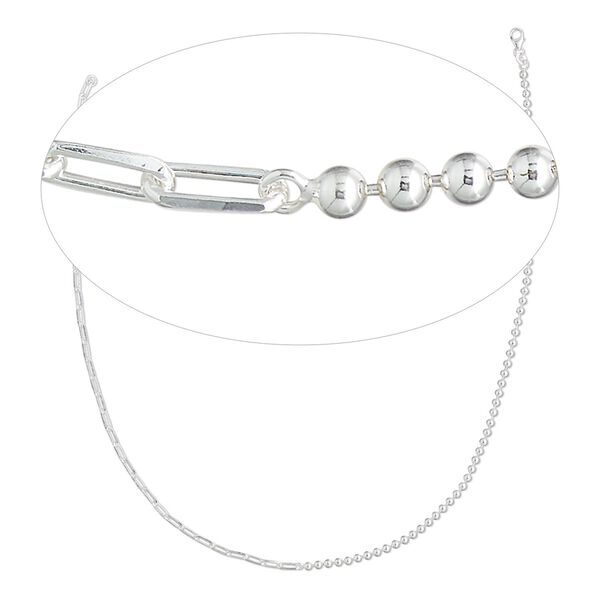 Sterling silver 1pkg1, cut cable / ball chain 18 inch 3.3mm / 3mm image number 0