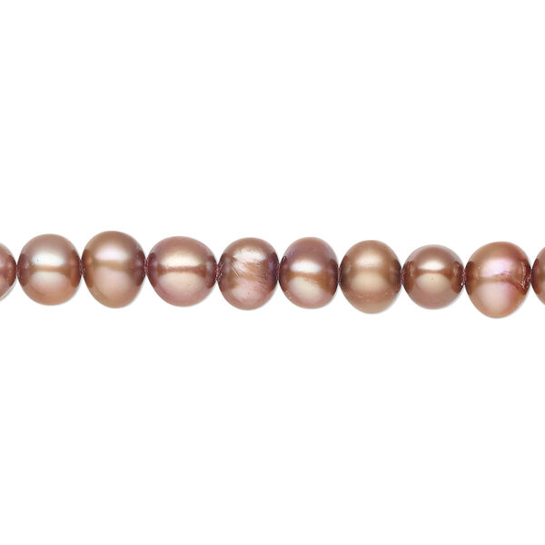 Pearl 1pkg1, cultured freshwater, semi-round C grade, 15 inch 5-6mm dyed dusty rose image number 0