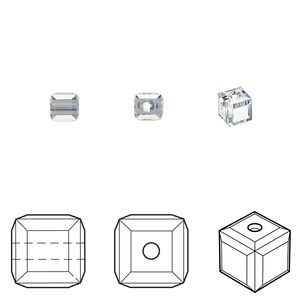 Bead 12pk crystal blue shade, Crystal Passions® 4mm cube 5601