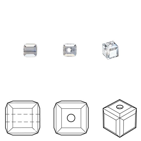 Bead 12pk crystal blue shade, Crystal Passions® 4mm cube 5601 image number 0