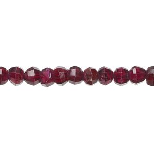 Garnet 1pkg1, hand-cut faceted round bead 15.5-16 inch 5mm