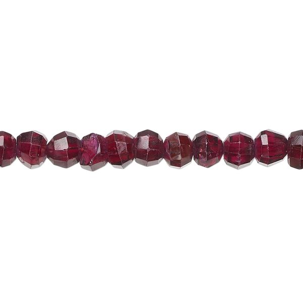 Garnet 1pkg1, hand-cut faceted round bead 15.5-16 inch 5mm image number 0