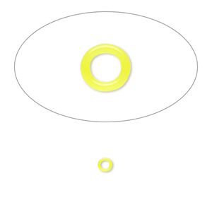 Component, Oh! Ring™, silicone, neon yellow, 3mm round with 2mm hole. Sold per pkg of 1,000.