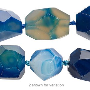 Agate 1pkg1, faceted nugget bead 18 inch graduated medium to large