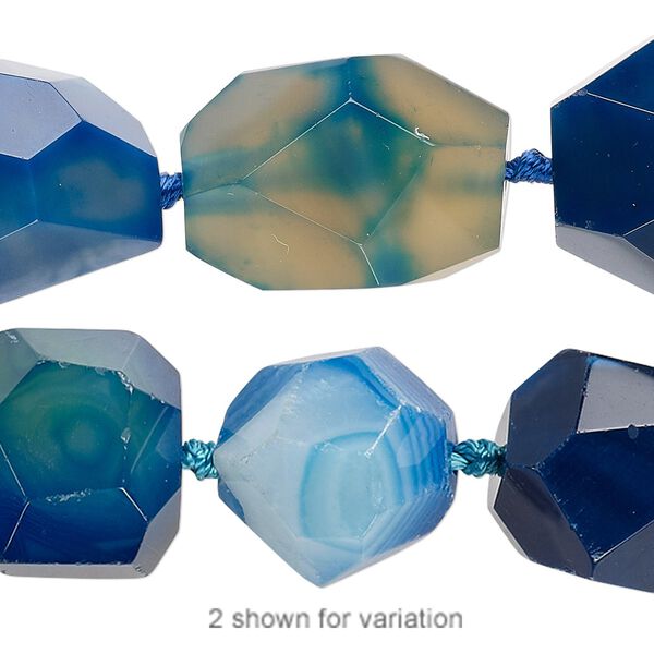 Agate 1pkg1, faceted nugget bead 18 inch graduated medium to large image number 0