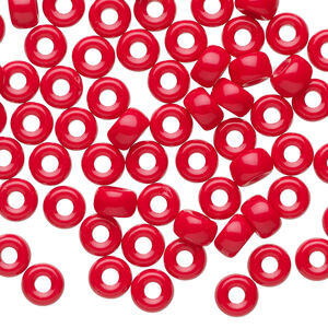 Bead 1pkg100, Czech pressed glass, opaque red, 6x4mm crow.