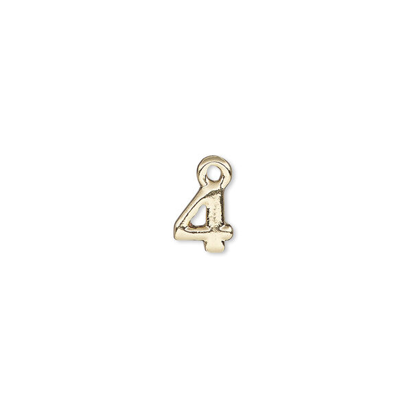 Charm, gold-finished "pewter" (zinc-based alloy), 7.5x6.5mm number 4. Sold per pkg of 2. image number 0