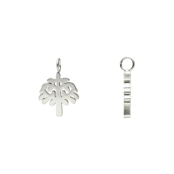 Charm, stainless steel, 10x9mm double-sided tree of life. Sold per pkg of 2. image number 0