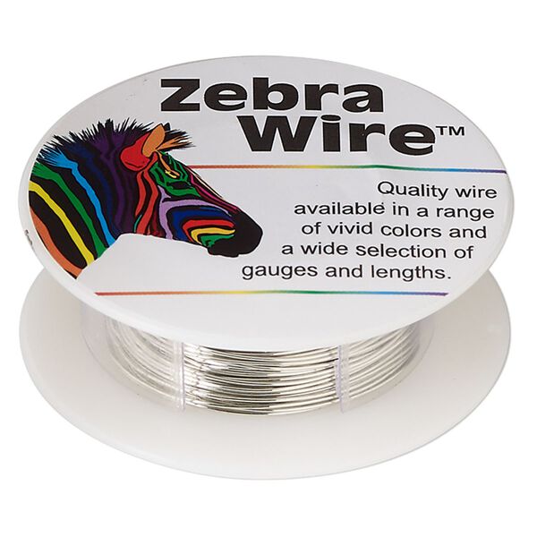 Wire, Zebra Wire™, tinned copper, silver color, round, 24 gauge. Sold per 20-yard spool. image number 0