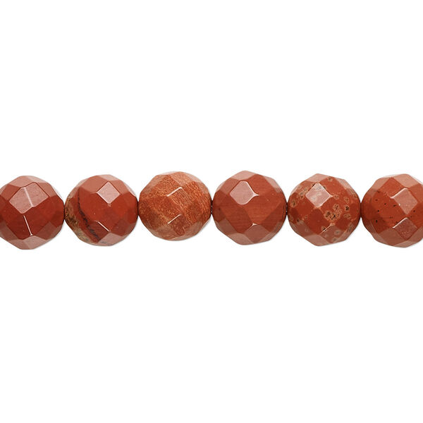 Bead, red jasper (natural), 8mm faceted round, B grade, Mohs hardness 6-1/2 to 7. Sold per 15-1/2" to 16" strand. image number 0