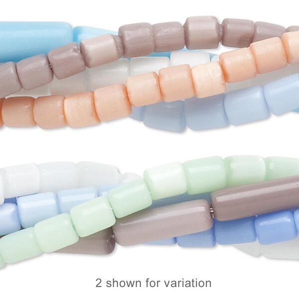 Bead mix, cat's eye glass (fiber optic glass), 4x4mm-15x6mm round tube, economy grade. Sold per (5) 15-inch strands. image number 0