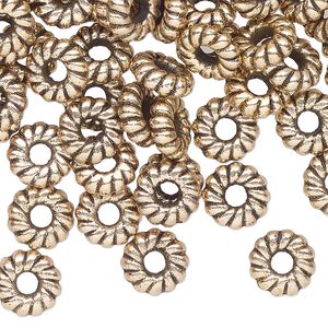 Bead, CCB acrylic, gold, 9x3mm rondelle. Sold per pkg of 500.