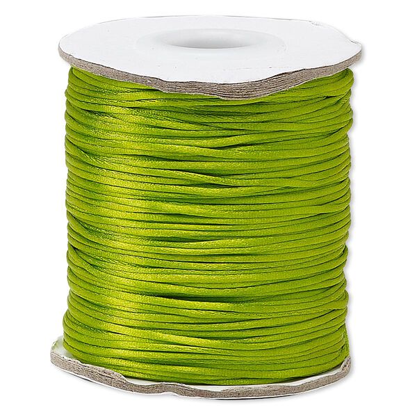 Cord, Satinique™, satin, lime green, 1mm mini. Sold per 200-foot spool. image number 0