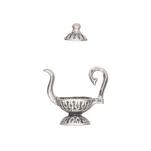 Bead cap, sterling silver, 18x10mm teapot, fits 8-10mm bead. Sold per 2-piece set.