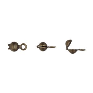 Bead tip, antique gold-plated brass, 7.5x3.5mm bottom clamp-on with closed loop. Sold per pkg of 100.