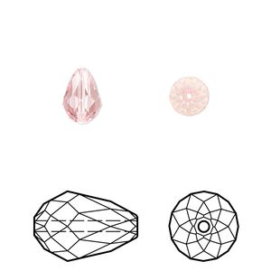 Bead 144pk light rose, Swarovski® 9x6mm teardrop 5500