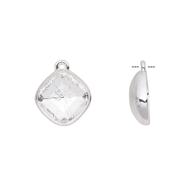 Drop, Almost Instant Jewelry®, silver-plated "pewter" (zinc-based alloy), 14x14mm with 12x12mm cushion setting. Sold individually. image number 0