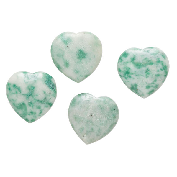 Ching hai "jade" 1pkg4, half-drilled puffed heart drop natural 19-20mm image number 0