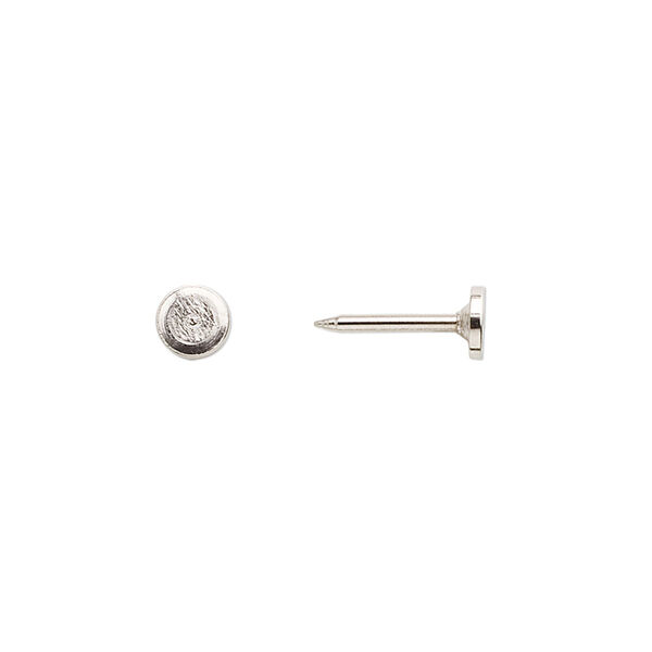Tie tac, imitation nickel-plated brass, 5mm flat round pad. Sold per pkg of 10. image number 0