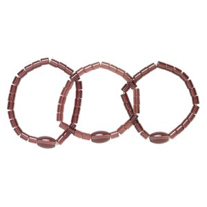 Bracelet, stretch, glass, purple, 7-8 inches wearable length. Sold per pkg of 3.