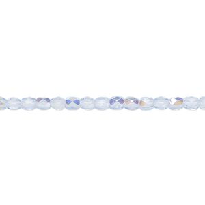 Bead, Czech fire-polished glass, blue AB, 3mm faceted round. Sold per 15-1/2" to 16" strand.