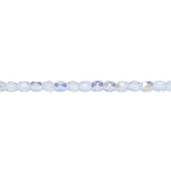 Bead, Czech fire-polished glass, blue AB, 3mm faceted round. Sold per 15-1/2" to 16" strand. image number 0