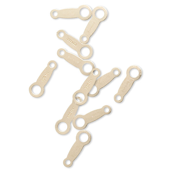Chain tab, 14Kt gold-filled, 8x3mm, 2 loops (1.7 / 0.8mm). Sold per pkg of 10. image number 0