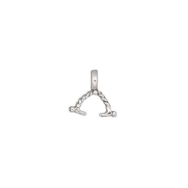 Bail, ice-pick, antiqued sterling silver, 11mm with rope design, 3.5mm grip length. Sold individually. image number 0