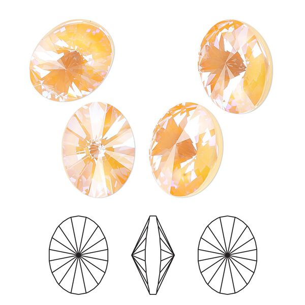Chaton 4pk crystal peach DeLite, Crystal Passions® 14x10.5mm oval rivoli 4122 image number 0