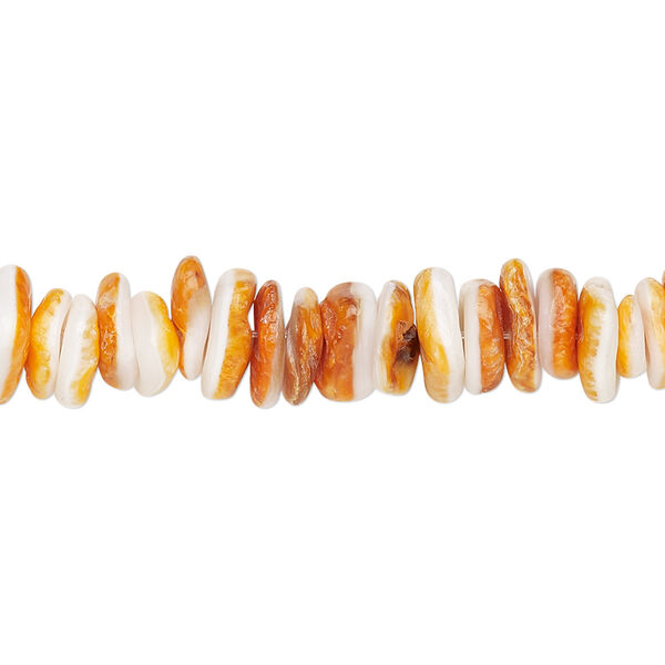 Bead, spiny oyster shell (natural), small to medium hand-cut uneven square-cut chip, Mohs hardness 3-1/2. Sold per 15-1/2" to 16" strand. image number 0