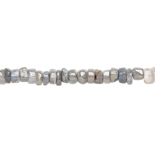 Bead, labradorite (coated), luster, 3x1mm-4x3mm hand-cut tumbled heishi, C- grade, Mohs hardness 6 to 6-1/2. Sold per 13-inch strand. image number 0