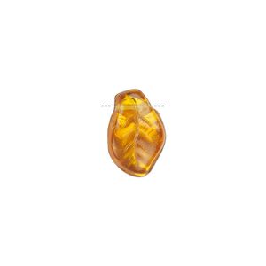 Bead, Czech pressed glass, honey AB, 14x9mm top-drilled leaf. Sold per 15-1/2" to 16" strand, approximately 60 beads.