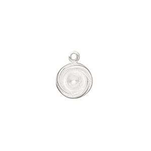 Drop, sterling silver, 10.5mm woven round with SS29 rivoli setting. Sold individually.