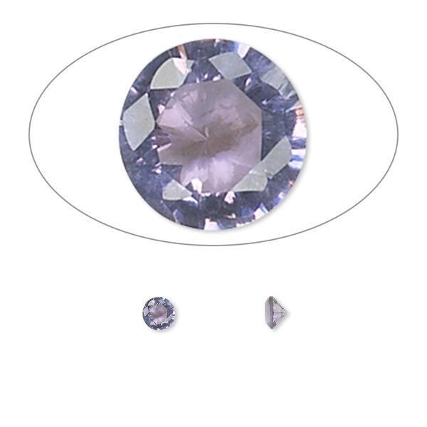 Gem, cubic zirconia, amethyst purple, 3.5mm faceted round, Mohs hardness 8-1/2. Sold per pkg of 5. image number 0