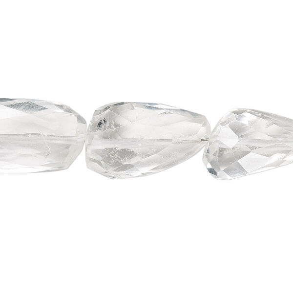 Bead, quartz crystal (natural), small to large hand-faceted nugget, Mohs hardness 7. Sold per 7-inch strand. image number 0