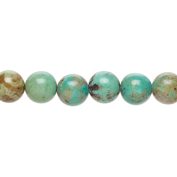 Bead, turquoise (dyed / stabilized), 8mm round, C grade, Mohs hardness 5 to 6. Sold per 15" to 16" strand. image number 0
