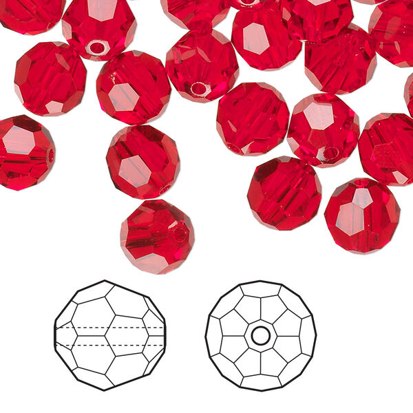 Bead 144pk light Siam, Crystal Passions® 8mm round 5000 image number 0