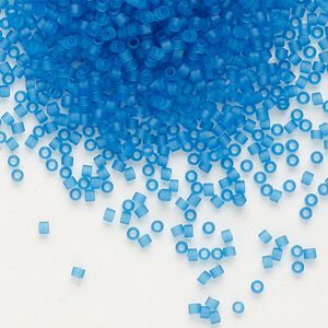 Seed bead, Delica®, glass, pkg/7.5g, #11 round, translucent matte Capri blue (DB-0768).